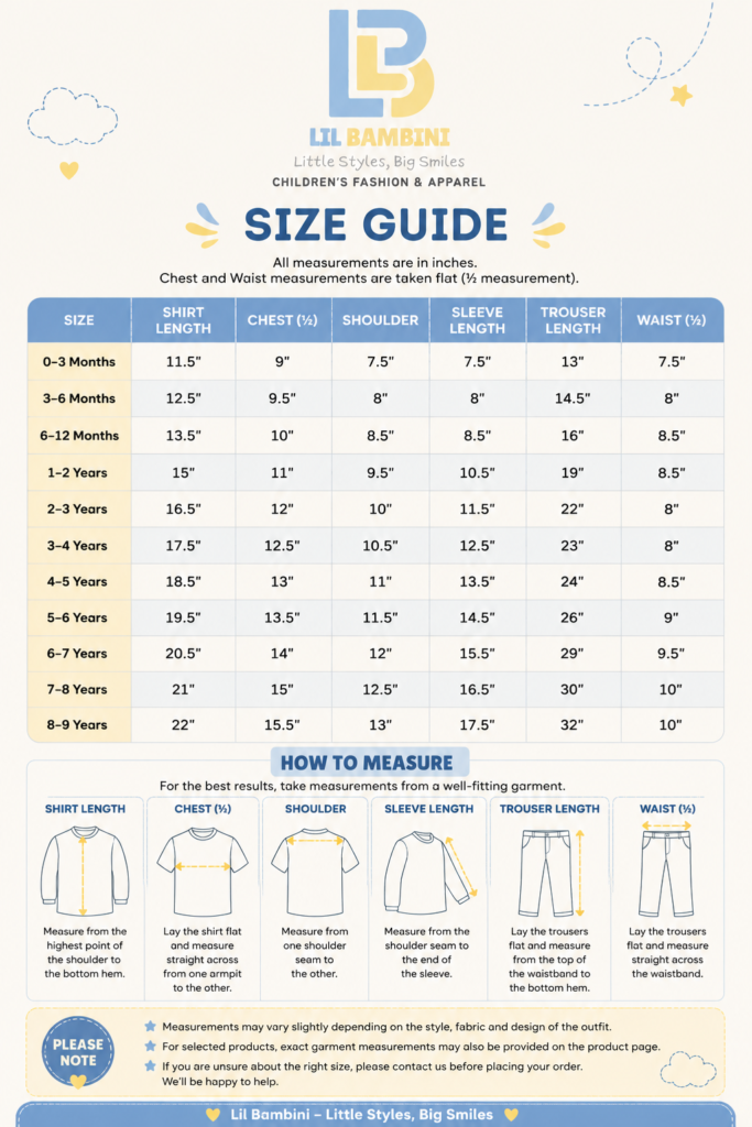 Lil Bambini Size Chart